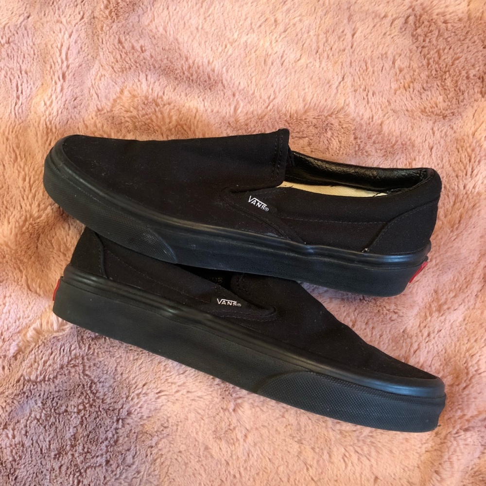 Black slip on vans canvas plain size 6.5